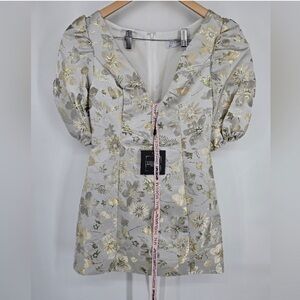 NWT | Mac Duggal 49621 Brocade Puff
Sleeve Mini Dress Sz 8